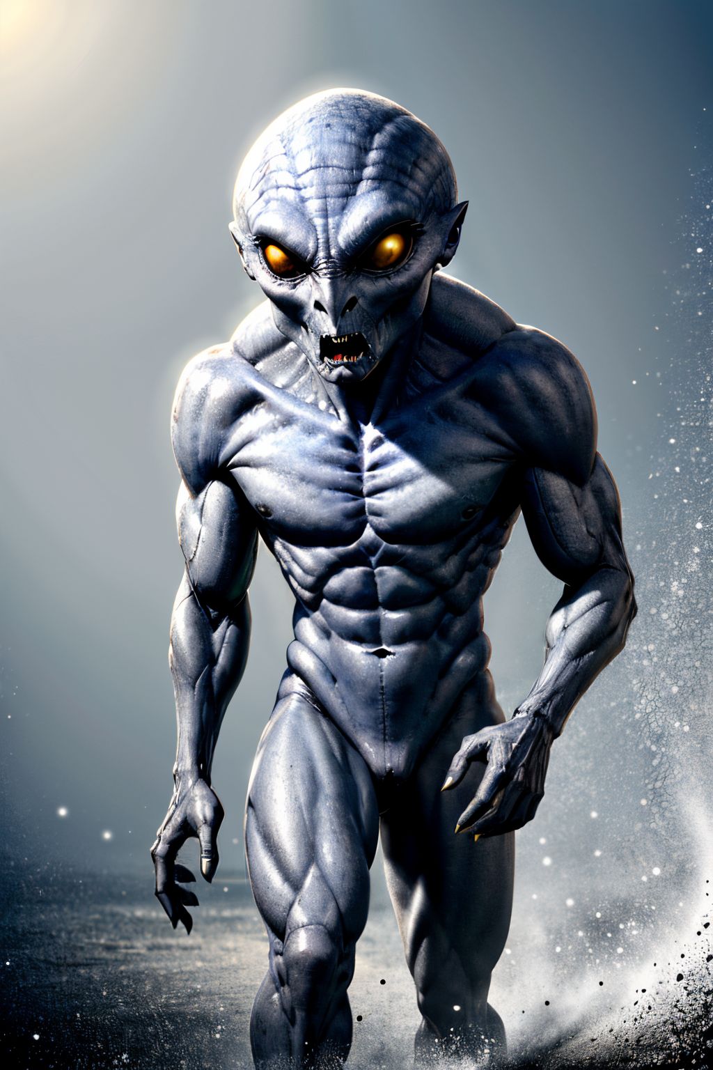 (Realisitc:1.5) Grey and navy alien man monster, <lora:EdobAlienMonsterMale_v1.0:0.8>
