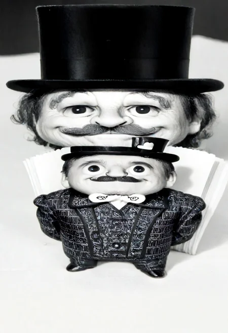 ((((((black and white,wideputinmeme))))),((small man with mustache, top hat, kenbis, chibi, chibi, male only, male, male chibi, monocle, art deco, thick mustache, comically large mustache, handlebar mustache, tiny, multiple men, shrunk, microxl, some little guys, high angle, from above)), bwMovies, realistic, photo, vintage photo, ((very small man, small man, a small man, a man who is small, a small man)), an unapologetically small human male, black and white, smiling, very happy, euphoric, ecstatic, wonderful small men, large smile, huge smile