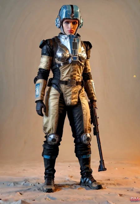 badass Corpus, corpus crewman, Tan and black corpus suit, corpus tileset, 1boy, wearing cirpus crewman outfit, wearing corpus crewman helmet, holding gun, holding dera rifle, Dera, corpus gun, gun, dera rifle, dera gun,
(Corpus helmet, wearing helmet, wearing corpus helmet), , (dark shot:1.17), ((epic)) realistic, faded, , art, (hdr:1.5), (muted colors:1.2), hyperdetailed, (artstation:1.5), cinematic, warm lights, dramatic light, (intricate details:1.1), complex background, (rutkowski:0.8),((full body:1.9)), by Blizzard entertainment, big armor, l, wearing corpus helmet, low light, facing camera, lot of details, detailed armor, half side portrait, on corpus tileset, (night time),