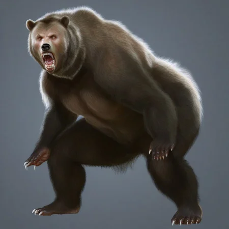 .1man,(transformation, species transformation:0.9) into (bear), feral transformation,(bear snout), bear teeth,(fangs), bear ears,embarrassed,(realistic fur, hairy fur, wiry hair over body, (thick fur over body), detailed fur texture),claws,paws,realistic,standing,body horror,human eyes,animalistic limbs,on all fours,quadruped,hairy muzzle,hair covering muzzle,