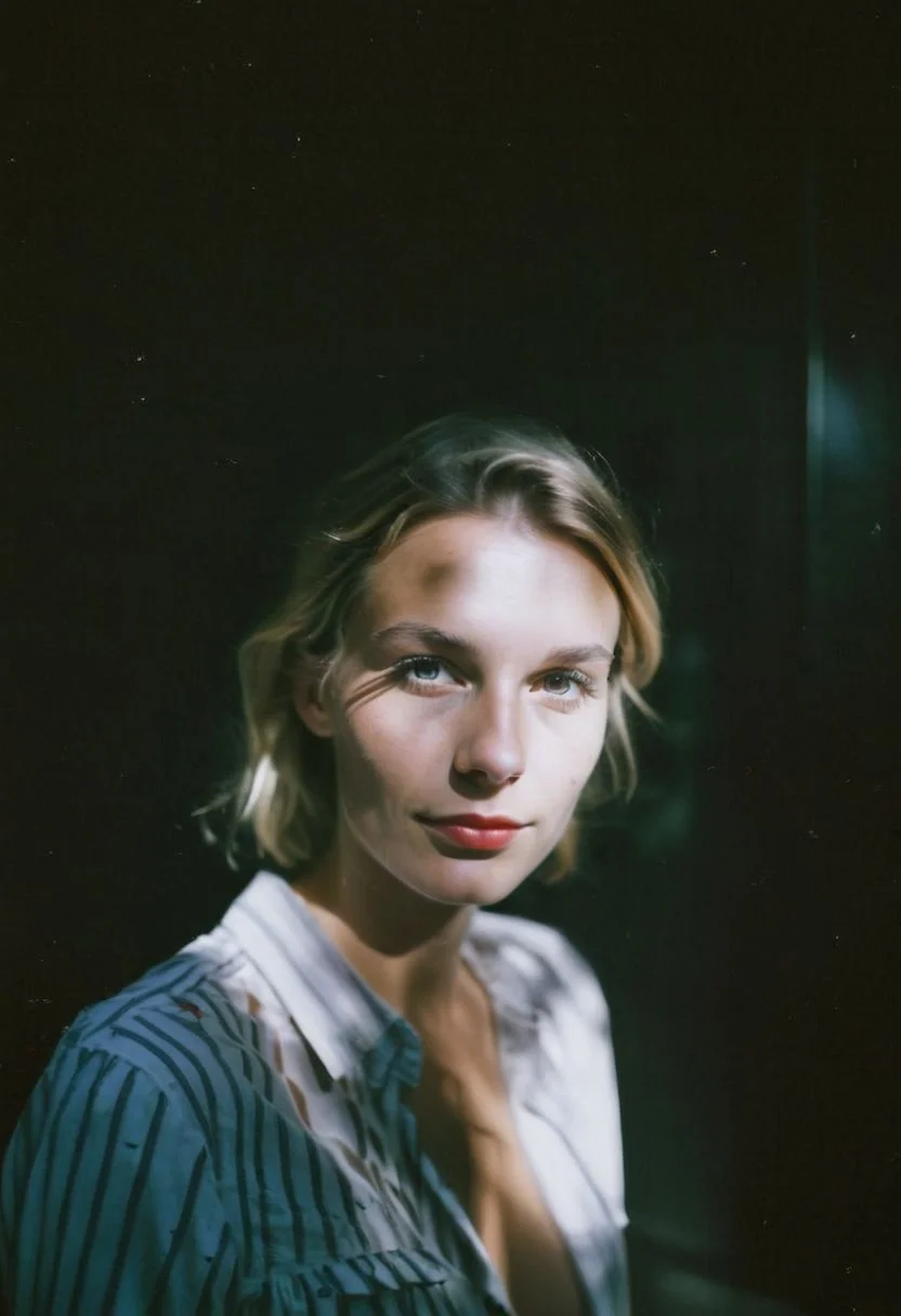 FP100C, instagram photo, portrait photo of 26 y.o german woman, perfect detailed eyes, natural skin, hard shadows, film grain