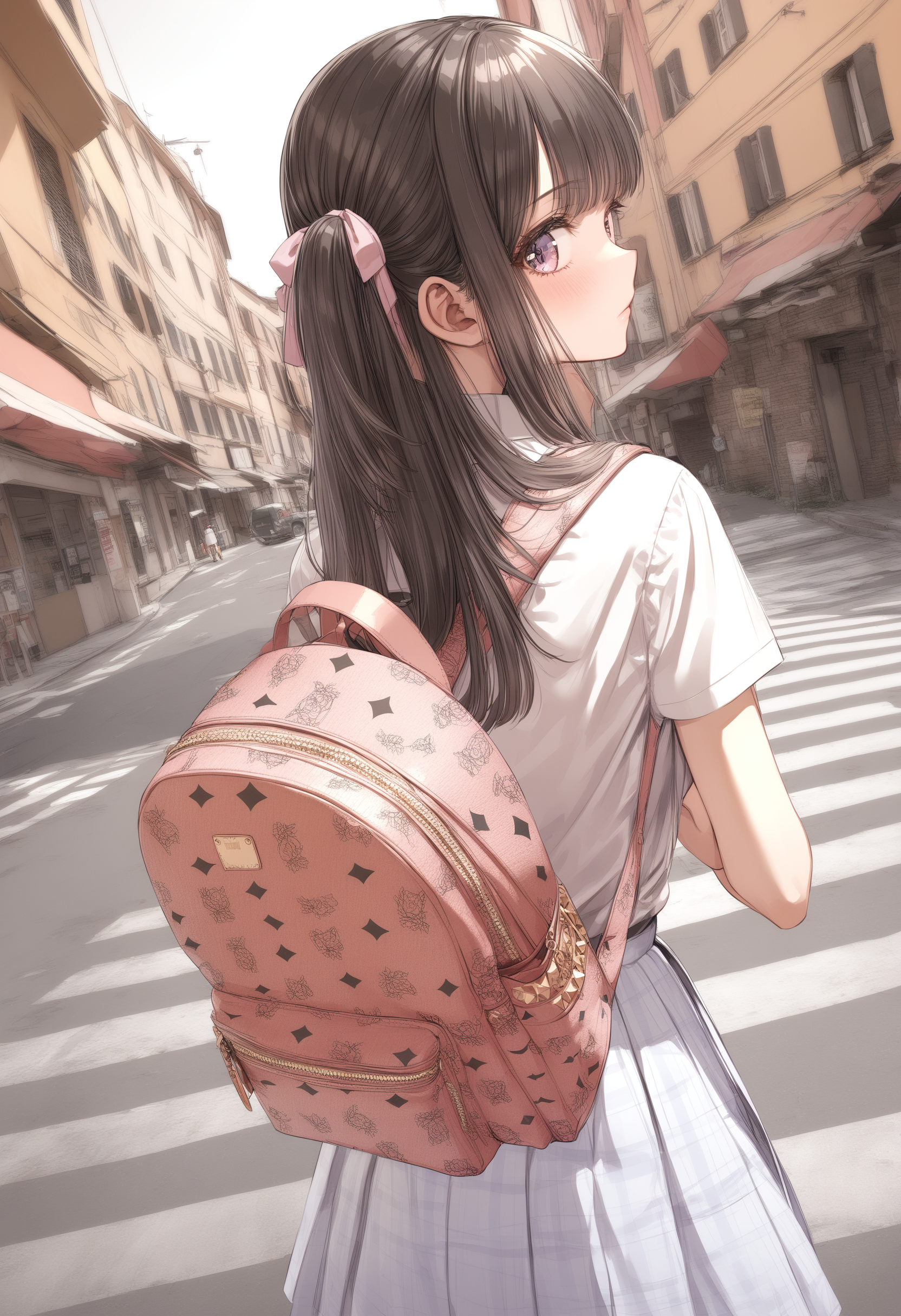 1girl, <lora:sdxl2-flat2-512b:-1>,medium breasts,school uniform,
<lora:mcmXLv1:0.7>,mcm,bag, backpack, from behind, cinematic angle, looking ahead, serious, Rome city, closed mouth,
best quality,medium quality,