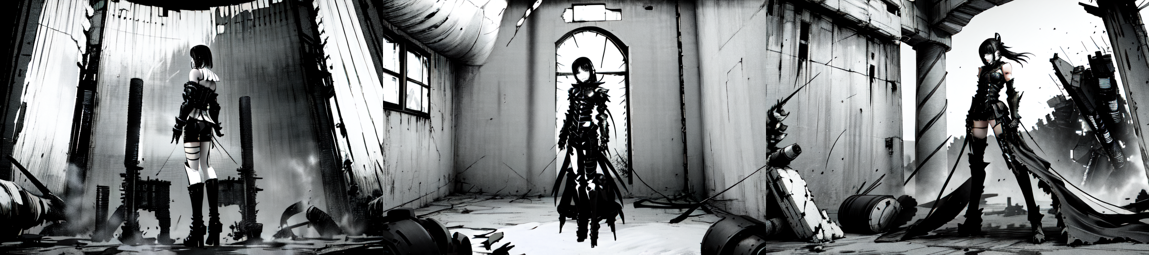 highly insanely detailed, masterpiece, top quality, best quality, highres, 4k, 8k, RAW photo, (very aesthetic, beautiful and aesthetic), 
__lazy-wildcards/subject/env-bg/nihei_tsutomu-blame-env/prompts__, 
<lora:ABARA:1>, 
(1girl:1.3), 
solo focus, 
__lazy-wildcards/dataset/background__,âââ