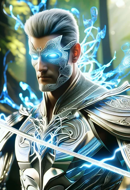 hyper detailed masterpiece, dynamic,awesome quality,DonM3lv3nM4g1cXL magic, ,male krillitanes, nano-enhancement specialist,, animal bone bow  <lora:DonM3lv3nM4g1cXL-v1.1-000006:1>
