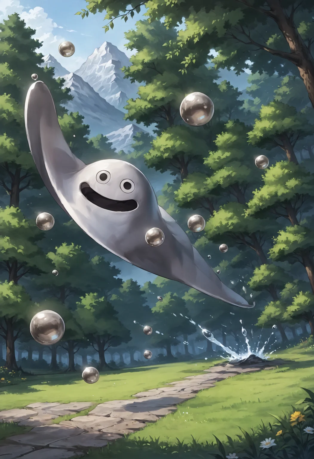 score_9,score_8_up,score_7_up,best quality,masterpiece,super detailed,extreme detailed,full_body,zPDXL,source anime BREAK nature,forest,
<lora:Pony_DetailV2.0:1> BREAK hagurin,slime (dragon quest),<lora:hagurin-000040:0.8>,jumping,no legs,