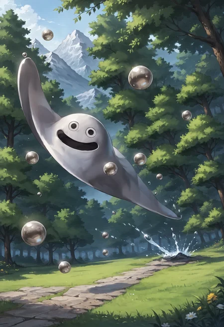 score_9,score_8_up,score_7_up,best quality,masterpiece,super detailed,extreme detailed,full_body,zPDXL,source anime BREAK nature,forest,
<lora:Pony_DetailV2.0:1> BREAK hagurin,slime (dragon quest),<lora:hagurin-000040:0.8>,jumping,no legs,