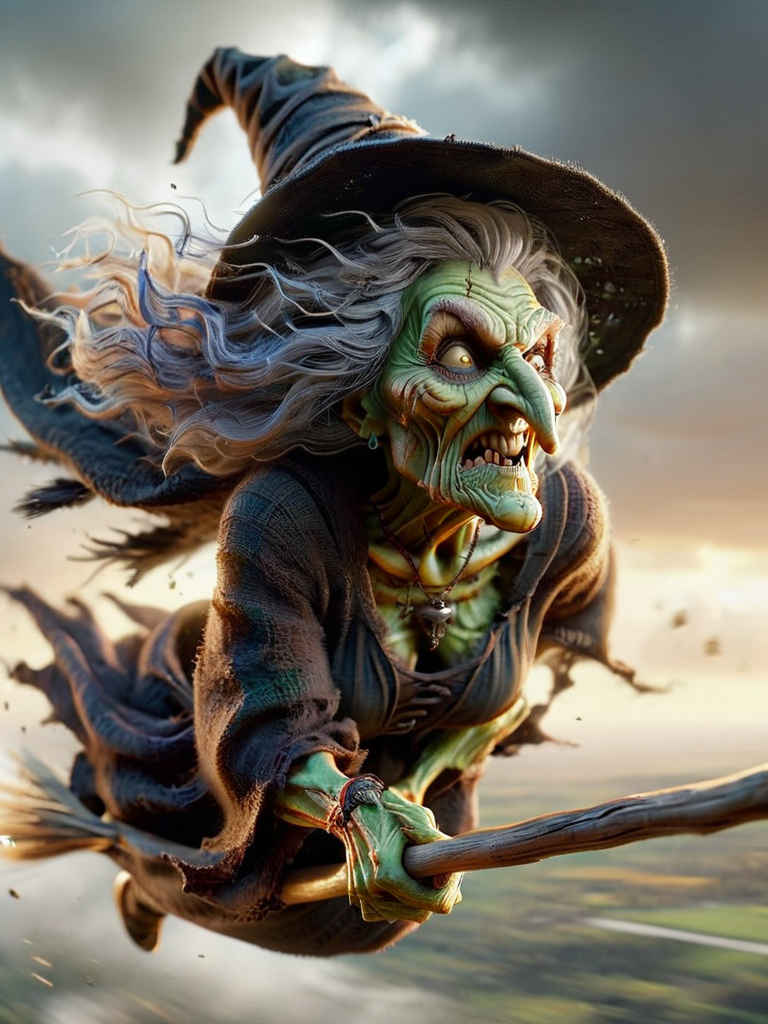 a witch flying on her broom ral-wtchz <lora:ral-wtchz:0.75>