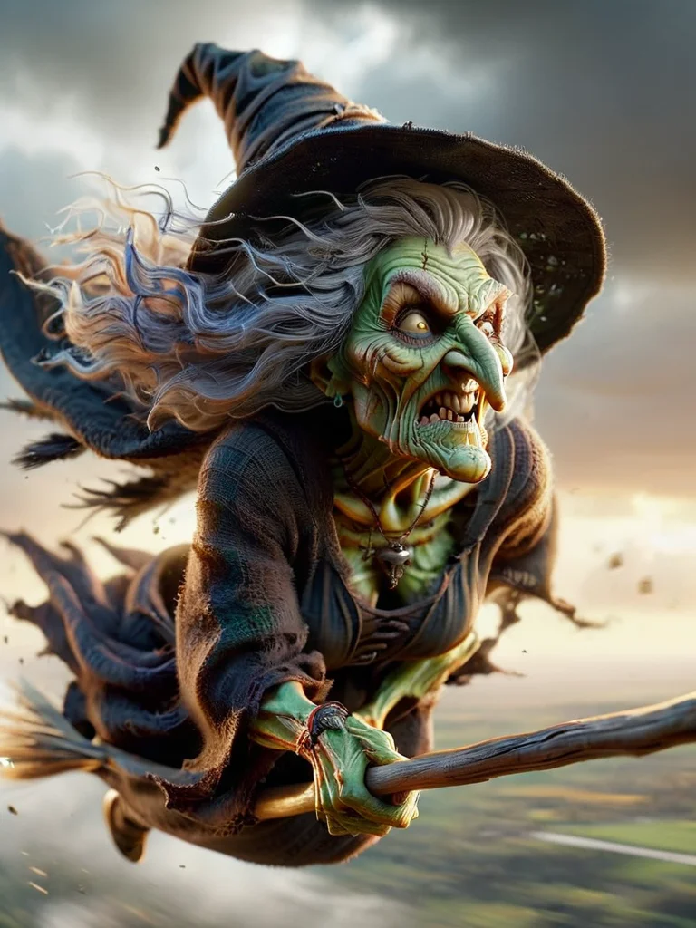 a witch flying on her broom ral-wtchz <lora:ral-wtchz:0.75>