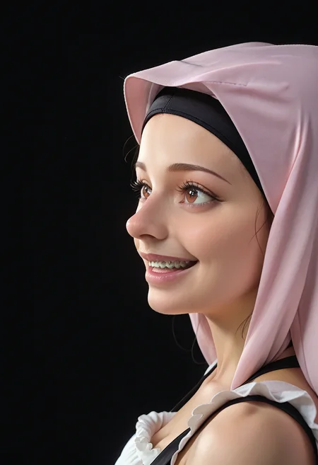 masterpiece, best quality, amazing quality, very aesthetic, absurdres, very awa, (22 year old woman, solo, Maid Marian) bedroom, <lora:Liking_Masturbation-000014:1.0> rating_safe<lora:Braces_Only:1> close-up br4c3f4c3, smile from side,looking amazed,