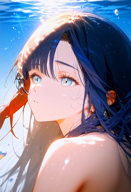 <lora:houseki_no_kuni_artworks:0.8>,<lora:RIN 0.1v:0.4>,<lora:FMT 0.2v:0.6>,<lora:For_Pony_v0.2>,anime screencap,source_anime,score_9,score_7_up,score_8_up,looking at viewer,underwater,dynamic angle,from side,close up,upper body,
1girl,solo,adult,Mona_(Genshin_Impact),pale skin,shiny skin,medium breasts,tired,expressionless,glowing eyes,glowing,cracked skin,crystal hair,crystal eyes,light particles,light rays,raw lighting, overexposed, harsh flash,rinwind