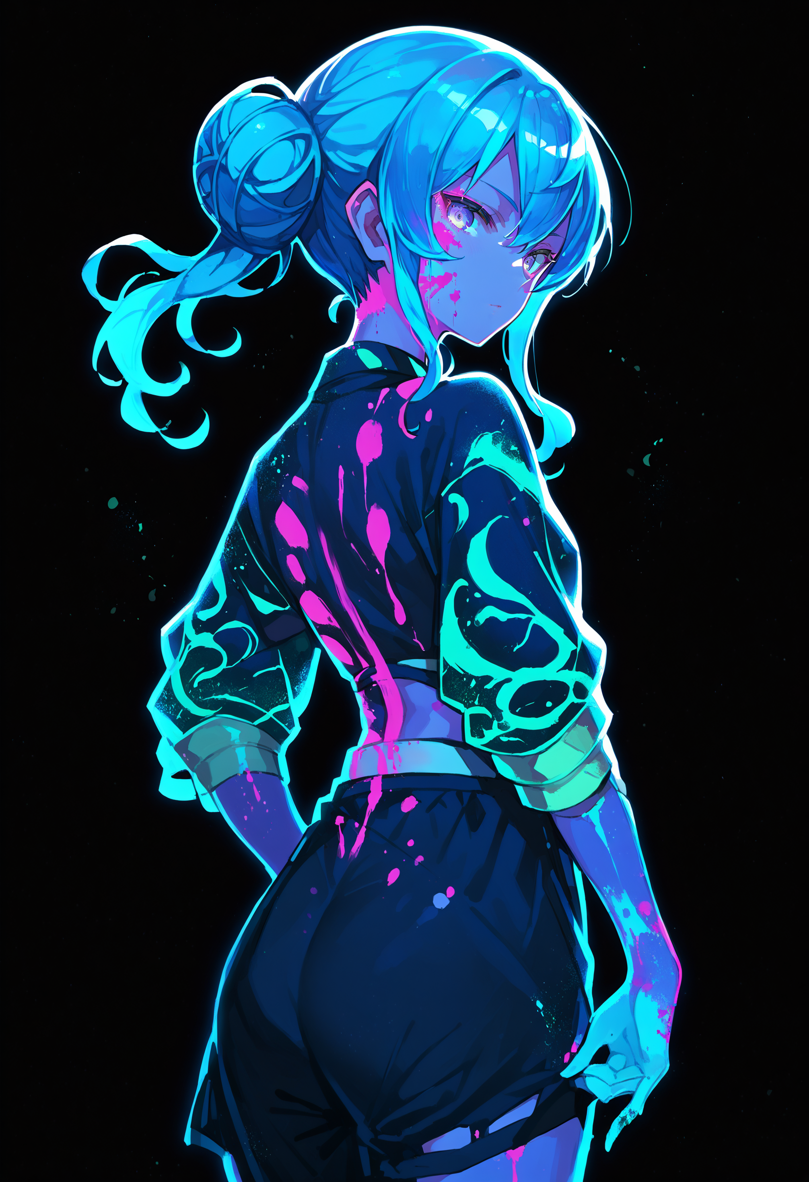 score_9, score_8_up, score_7_up, score_6_up, source anime,
ultraviolet, 1girl, solo, paint splatter, bodypaint, black background, glowing skin, backlighting, looking at viewer, blue hair,
lanr
<lora:ultraviolet_raver_reg_v10:1>