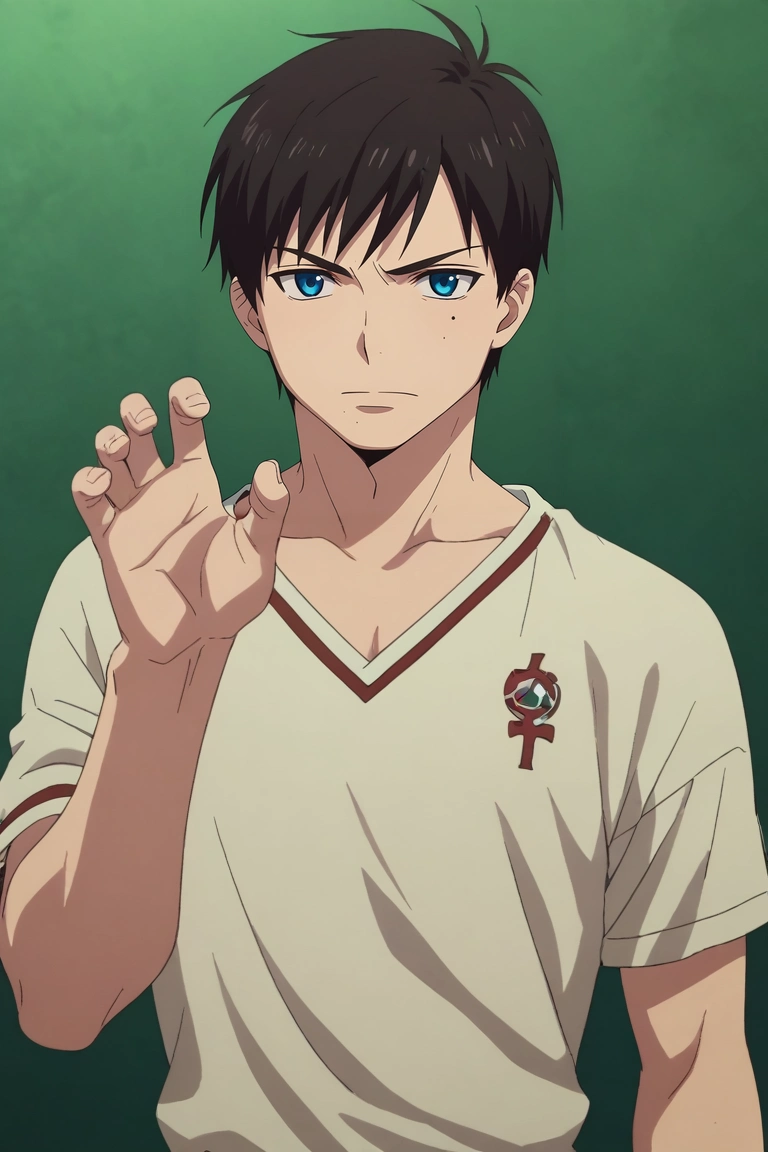 score_9, score_8_up, score_7_up, source_anime, rating_safe, intricate details, anime screencap, anime coloring, official style, looking at viewer, , 1boy, solo, male focus, <lora:yukio_okumura_pony:1>, yukio_okumura, black hair, blue eyes, mole, mole under eye, , straight-on, skytree, dusk, claw pose, angry, irish costume, <lora:sdxl_lightning_8step_lora:1>
