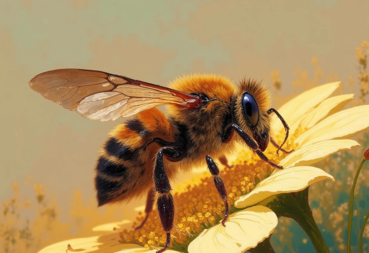 Flying anthropomorph sexy bee