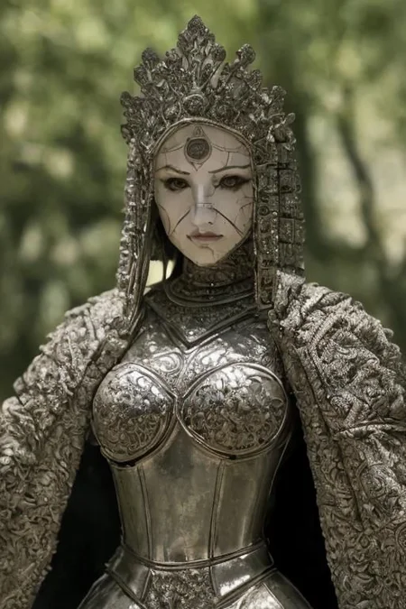 (masterpiece), (extremely intricate:1.3),, (realistic), 5caryma5k, portrait of a girl, scary mask, the most haunted in the world, (haunted medieval armor), metal reflections, upper body, outdoors, intense night, far away haunted castle, professional photograph of a stunning woman detailed, sharp focus, dramatic, award winning, cinematic lighting, octane render, unreal engine, volumetrics dtx, (film grain, bokeh, blurry foreground, blurry background), crest on chest