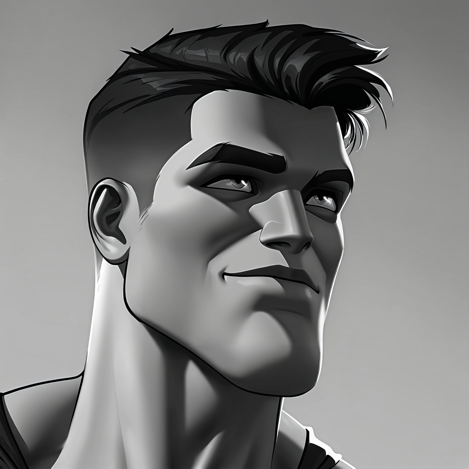 <lora:Gigachad:1> gigachad, black and white, monochrome, close-up, superman,, masterpiece, best quality, newest, absurdres, highres, very aesthetic,