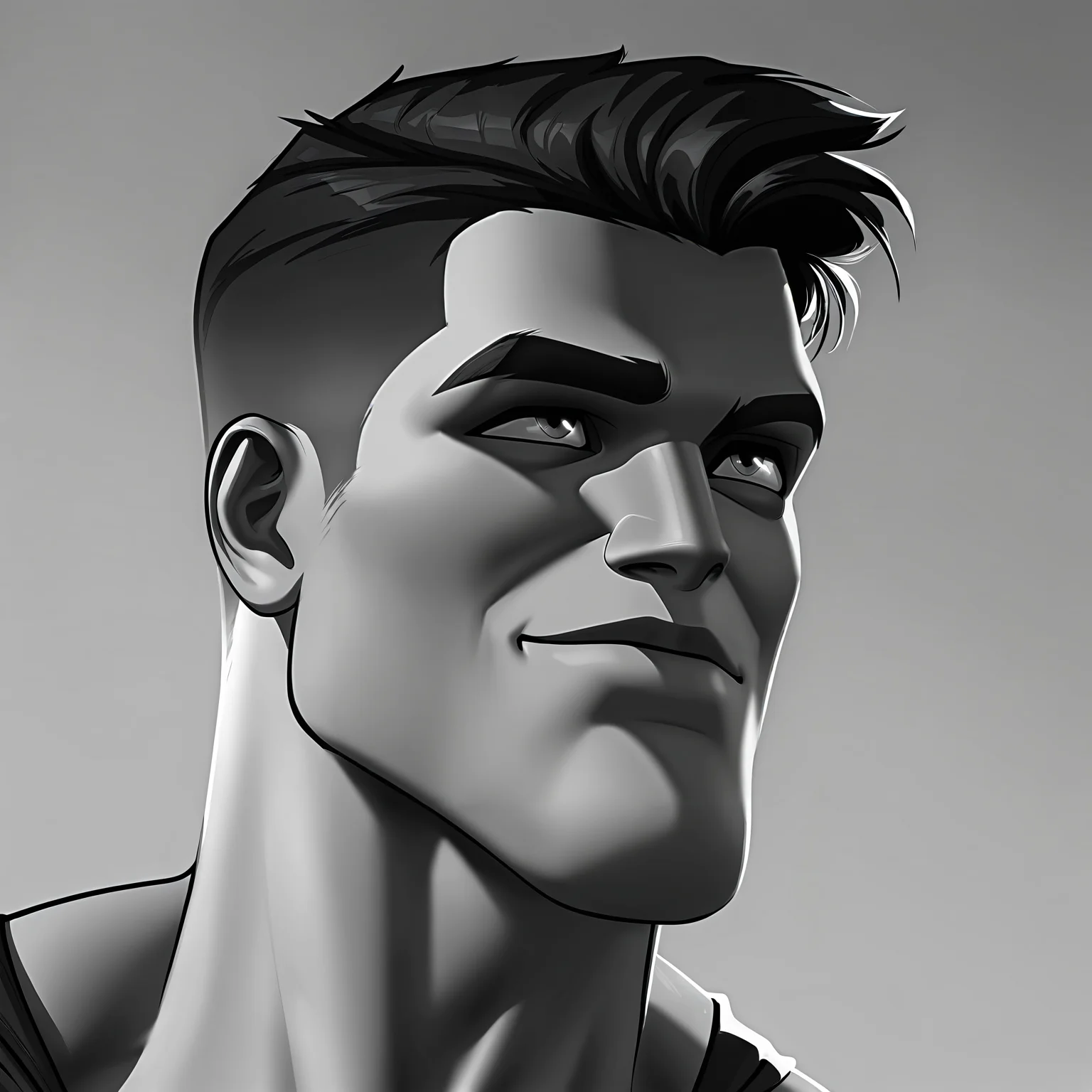 <lora:Gigachad:1> gigachad, black and white, monochrome, close-up, superman,, masterpiece, best quality, newest, absurdres, highres, very aesthetic,