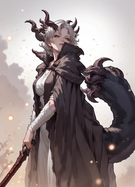 Action Figure of score_9, score_8_up, score_7_up, source_anime, sketch,score_6, standing, lights,blurred background,mature woman, Morgott the Omen King, (fog:1.2),blood, horns, white background, solo, tail, <lora:Morgott_the_Omen_King:0.8>