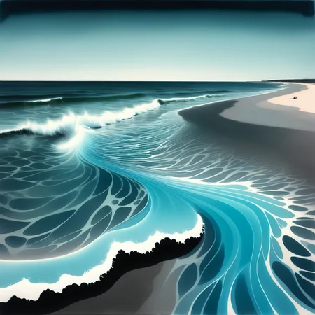 cs-gdblk, beach, glowing glass waves