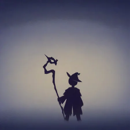 10k Res, Gritty, noir, Bright, (Cell Shading), (masterpiece), 1girl, cute, witch, holding staff, night time, halloween