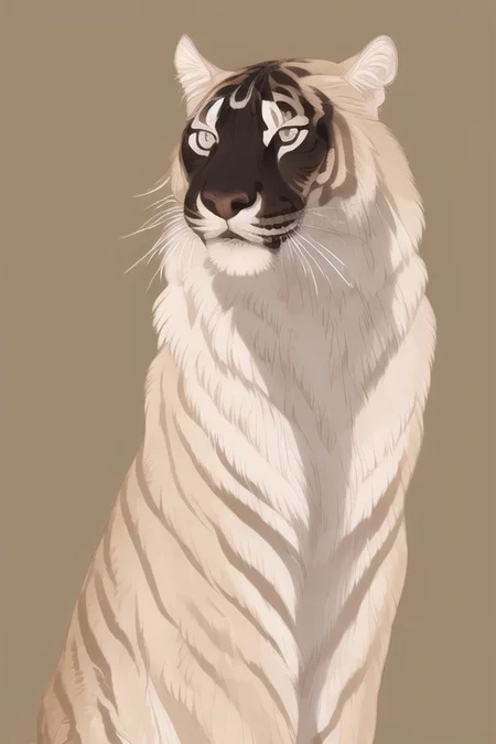 white saber-tooth tiger, red eyes, albino, large canines