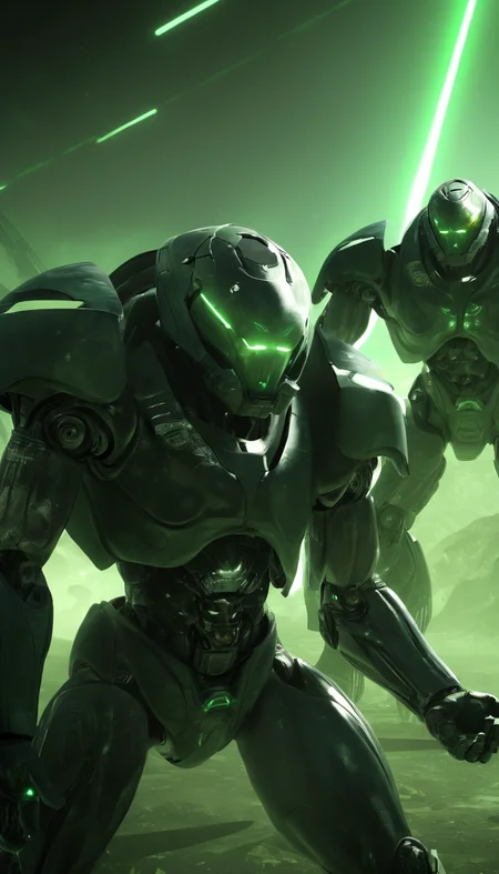 Cinematic scene, tiberium conflict, Brotherhood of NOD, Battle cyborg, vivid, detailed background, masterpiece, best quality, high quality, absurdres <lora:command_and_conquer_xl_v2:1>