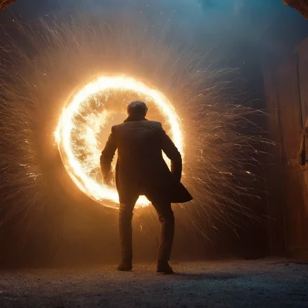 cinematic film still of  Cinematic, Grainy:1, Detailed, Sharp Image, of
 <lora:Kodak Motion Picture Film Style3:1>
Best Cinematography a man is being sucked into a black hole circle in a dark messy room underground with sparks and dust particles and fire ring on Kodak Motion Picture Film Style, shallow depth of field, vignette, highly detailed, high budget, bokeh, cinemascope, moody, epic, gorgeous, film grain, grainy