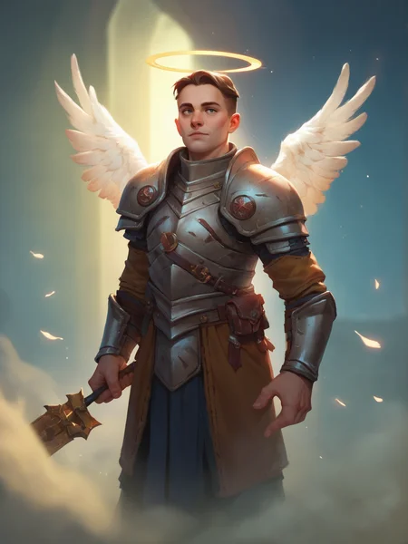 score_9, score_8_up, score_7_up, score_6_up, score_5_up, score_4_up,
pathfinder portrait <lora:pathfinder_portrait-PD-1.0:1>,
1man, full armor, angel wings, backlighting, battleground, from side, magic, halo