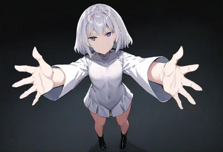1girl, solo, full body, closed mouth, expressionless, looking at viewer, standing, reaching towards viewer,
masterpiece, best quality, very aesthetic, absurdres,