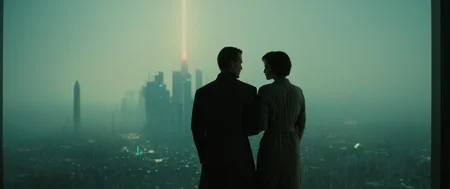 cinematic film still of <lora:perfection style:0.3>
<lora:detailed:0.1>
<lora:Chiaroscuro Lighting Style:0.3>
<lora:cyberpunk style v2:0.9>
<lora:Cyberpunk Style:0.1>
In Cyberpunk city a couple standing in front of a window with a light on,bionic,transhuman,Dystopia,Dystopian,kakotopia,Science fiction,high tech,low life,societal collapse,Artificial,Posthuman,future,futuristic,Artificial intelligence,Cyborg,genetically-enhanced humans,sci-fi,Cyberpunk Style,scenery,sign,dark,Cyberpunk Style , science fiction, futuristic setting, detailed background, dramatic light, dramatic shadow light, contrast, cinematic color, cinematic look, filmic, realistic, realism, perfection, perfect, different, cinematic, film, cinematography, artstation, Cyberpunk city style, Cyberpunk style, shallow depth of field, vignette, highly detailed, high budget, bokeh, cinemascope, moody, epic, gorgeous, film grain, grainy