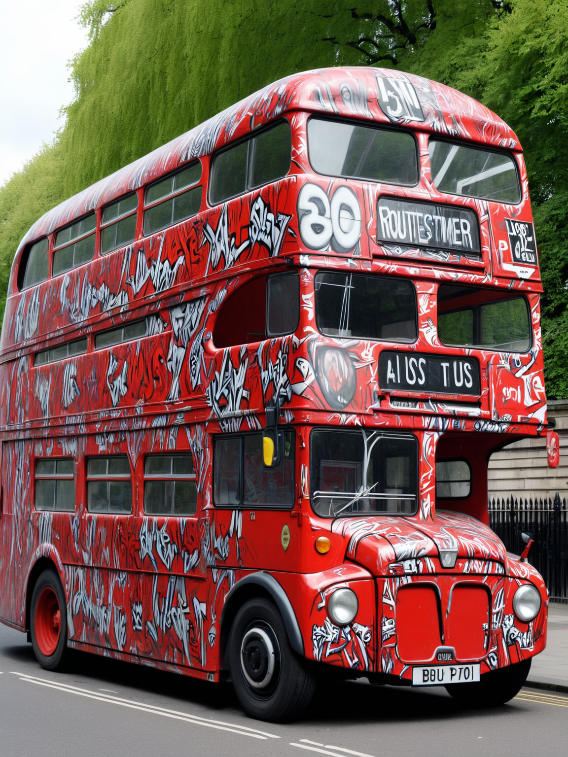 ais-graffiti routemaster bus in London  <lora:Graffiti_SDXL:1>