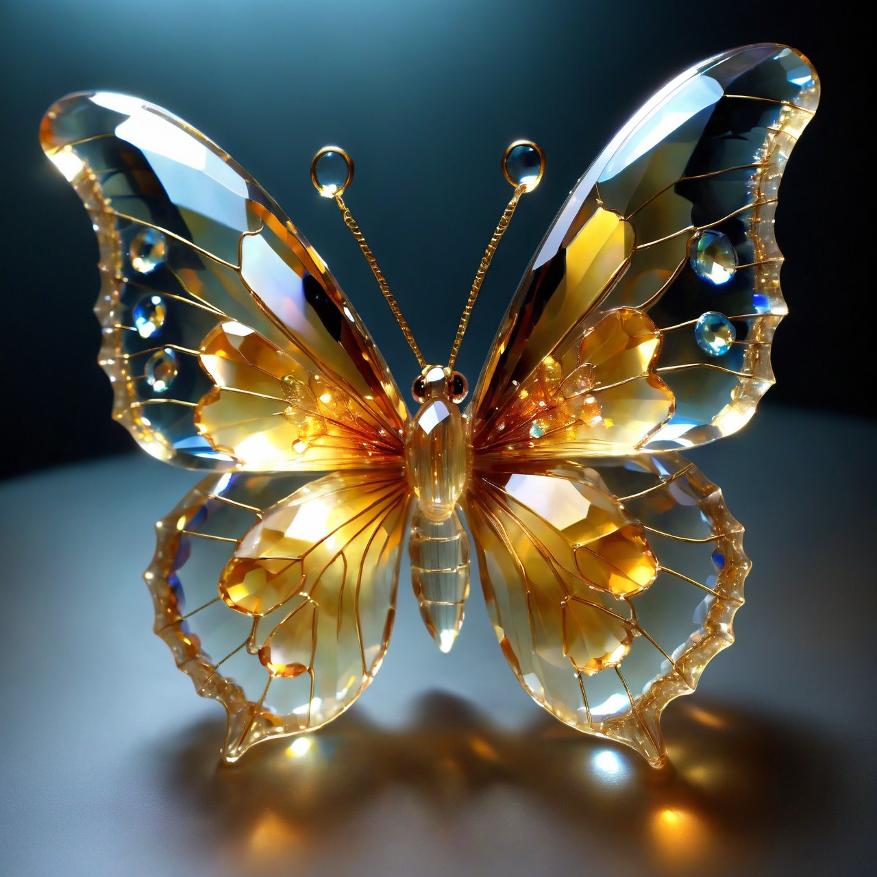 cs-cr1stal-v2 oxidized citrine giant butterfly, brass wire edging, dw01-3400