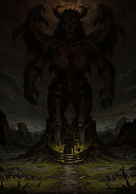 (evocative masterpiece),best quality,very complex hyper-maximalist overdetailed , detailed,finely detailed features,high quality, high-definition, extremely detailed, (highres), original, extremely detailed 8k wallpaper, (an extremely delicate and beautiful),wide angle, 4k,8k,uhd,nsfw,Middle Earth, Mirkwood <lora:Fantasy:1>,giant statue of mother of demons,made of stone,lilith from diablo IV,large breasts,devil,bust,part of land,grown into the ground,in background, horror \(theme\),pedestal,foreground,middle ground,background,intricate detailed environment,dark atmosphere, shadows,atmospheric lighting, floating particles, corrupted by eldritch power,moss,moisture,(amputee,no arms,no legs:1.3), fantasy,(covered in grass) <lora:Style_of_the_Winds:0.5> <lora:incaseStyleLora_incaseAnythingV3Lora:0.5> <lora:horror_slider_v21:3> <lora:DarkestDungeonV2:0.25> <lora:LilithDiabloV2:0.5>