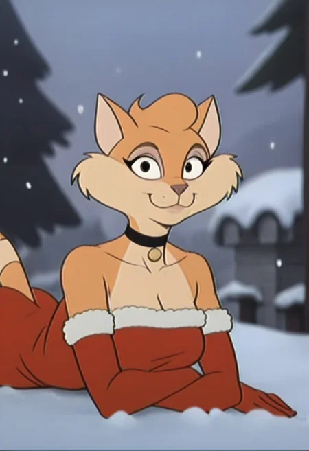 score_9, score_8_up, score_7_up, score_6
cat girl, furry, ginger wildcat, fantomcat, woman,1girl, furry female, red dress, dress, furry,black eyes, gloves, solo, snow, fur-trimmed dress, christmas, snowflakes, breasts, smile,cat tail, fur trim, elbow gloves, animal ears, lying, cleavage, medium breasts, snowing, outdoors, santa costume, fur-trimmed gloves,short hair, short dress, on stomach, looking at viewer, closed mouth,brown fur, alternate costume, red gloves, signature, pine tree, santa dress, tree, full body, boots, blurry background, blurry, choker