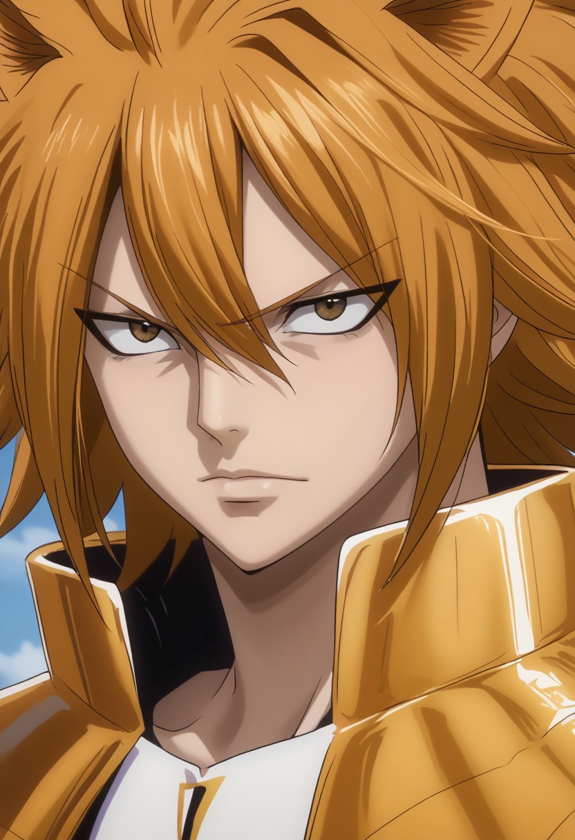 score_9, score_8_up, score_7_up, source_anime, rating_safe, LeoFT, orange Leo hair, 1boy, male focus, anime screencap,