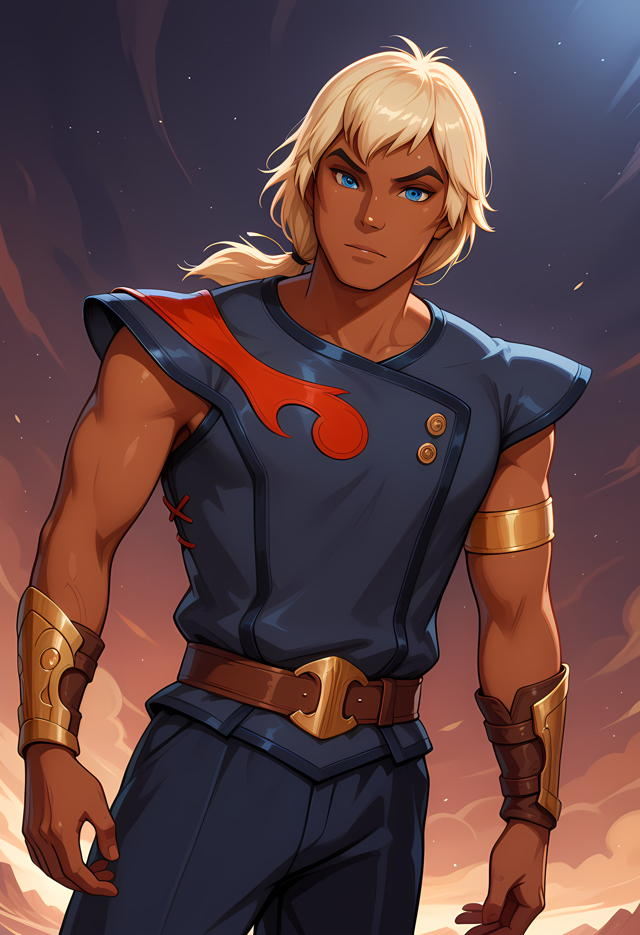 masterpiece, best quality, amazing quality, dutch angle, abstract background, BREAK
solo, male, 1boy, podw_ren, blonde hair, low ponytail, blue eyes, dark skin, armor, BREAK
<lora:cfg_scale_boost:.6>  <lora:Ren_-_Pirates_of_Dark_Water_-_ILXL:1>