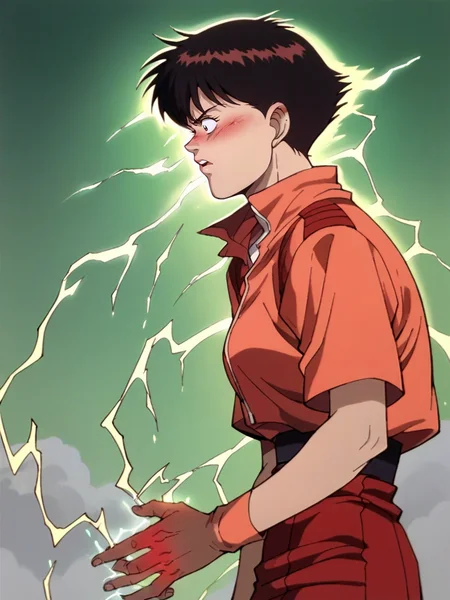 score_9, score_8_up, score_7_up, score_6_up, score_5_up,  <lora:akiraXLP:1> akira, retro artstyle, 1girl, blush, electricity,