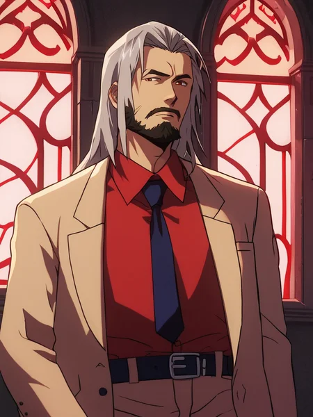 score_9, score_8_up, score_7_up, volumetric lighting,
akai, a man with long hair and a red shirt, solo, 1boy, grey hair, male focus, facial hair, parody, formal, suit, beard
<lora:akite_pony_v1_mx:0.95>