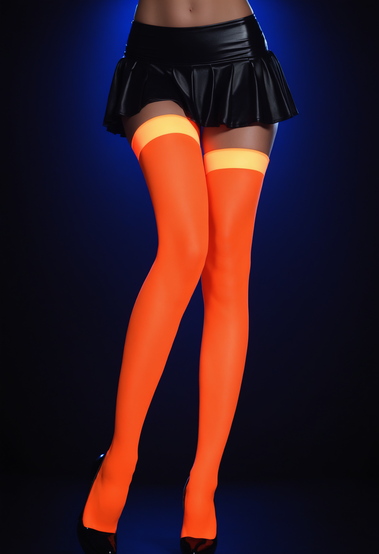 1girl, glowing neon thighhighs, <lora:neonthighlingeriesdxl:0.5>
