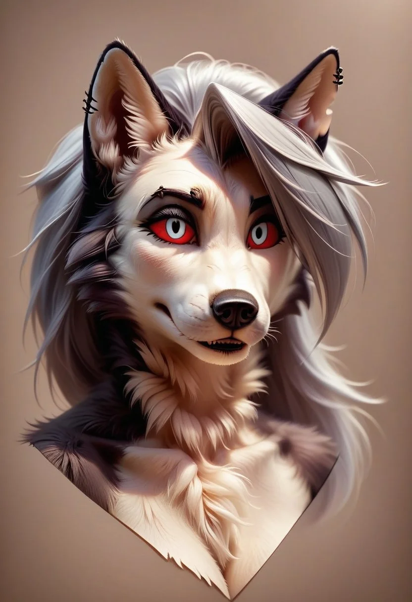 Score_9, loona, helluva_boss, furry, anthro, tail, dog girl, wolf girl, animal nose, dog tail, furry female, wolf tail, furry, two-tone fur, gray fur, absurd res, sharp focus, <lora:more_details:1.0> detailed background, detailed skin, detailed hair, extremely detailed, ultra 8k quality, flat color, dark theme, fluffynegative, Hyperrealistic, photorealistic, realistic, ultrarealistic, high definition, detailed fur, highres, super high resolution, 8k