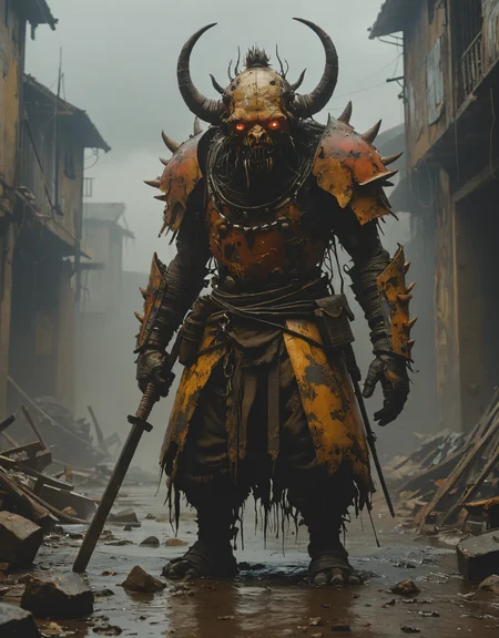 detailed hyperrealism, burst of color, gloom, Ashley Wood, Kekai Kotaki, Oscar Chichoni, epic, feudal, intricate creature in a hostile environment, (JMW Turner), darkness, gloom, 4K <lora:epi_noiseoffset2:1> <lora:add-detail-xl:1>