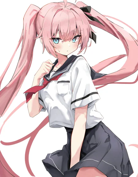 <lora:dafeng-000012:1>,dafeng,1girl,solo,looking at viewer,simple background,white background,cowboy shot,school uniform,, masterpiece, best quality, very aesthetic, absurdres,newest, incredibly absurdres,, toshizou \(0714\)