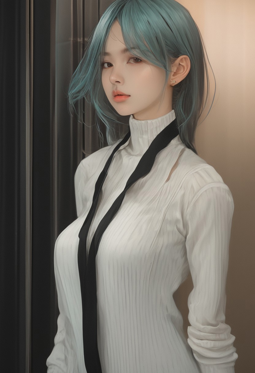 1girl, hatsune_miku, lips, thin lips, parted lips, open mouth, solo, looking at viewer, white camisole, upper body, (dark), underlightling, masterpiece, best quality, very aesthetic