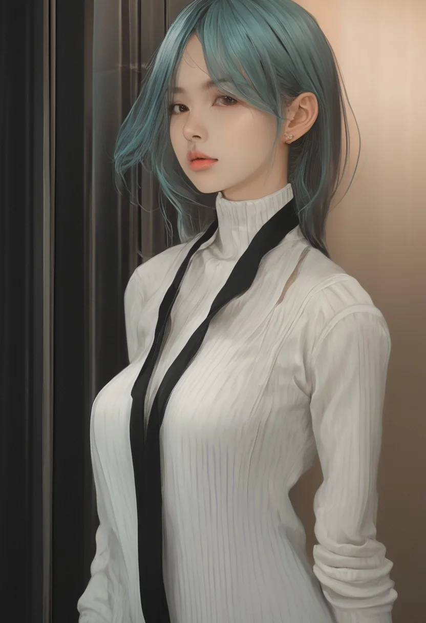 1girl, hatsune_miku, lips, thin lips, parted lips, open mouth, solo, looking at viewer, white camisole, upper body, (dark), underlightling, masterpiece, best quality, very aesthetic