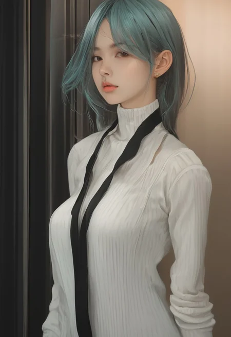 1girl, hatsune_miku, lips, thin lips, parted lips, open mouth, solo, looking at viewer, white camisole, upper body, (dark), underlightling, masterpiece, best quality, very aesthetic