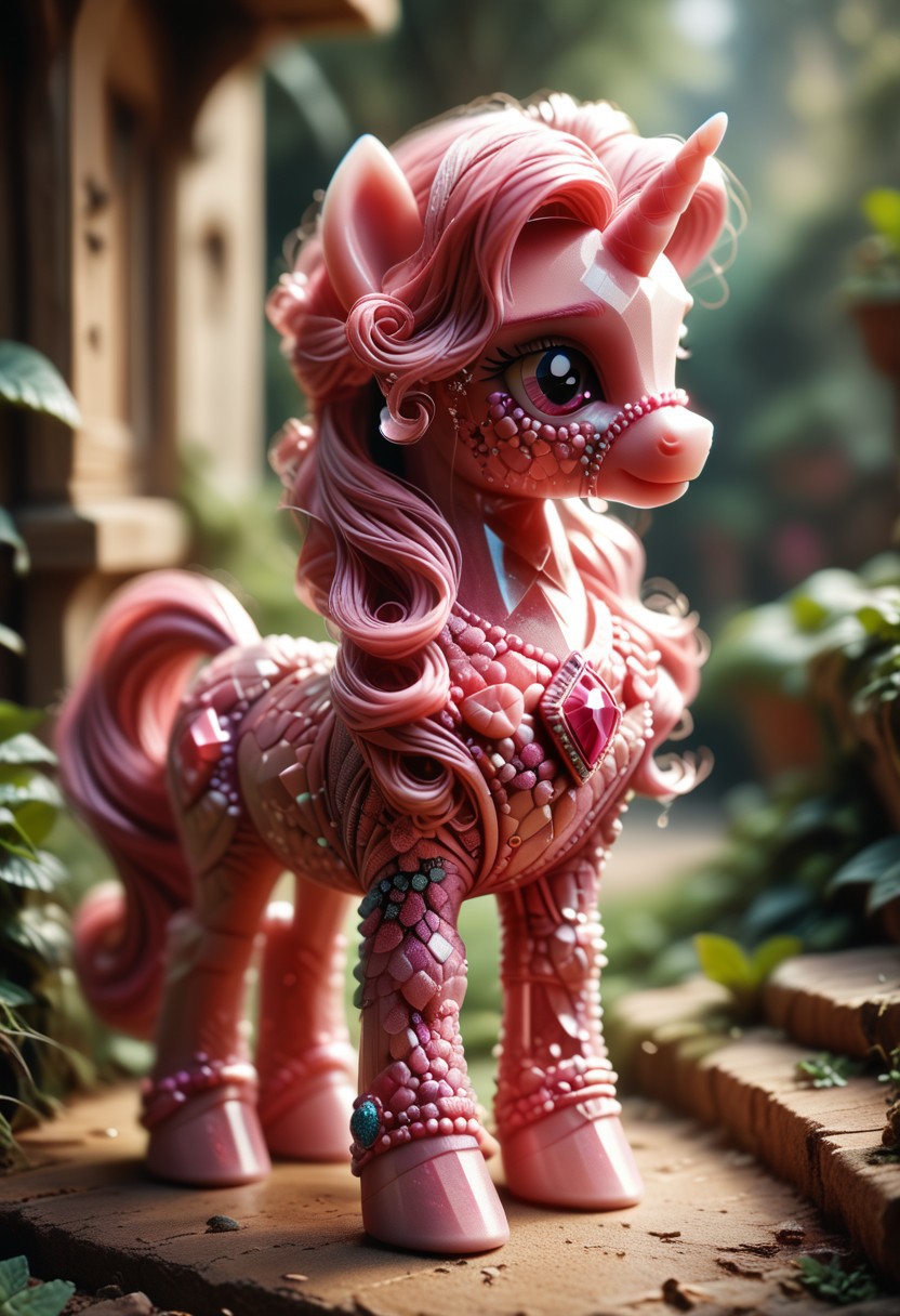 score_9, score_8_up, score_7_up, Realistic, BREAK,
World Morph (pink gem), pony unicorn