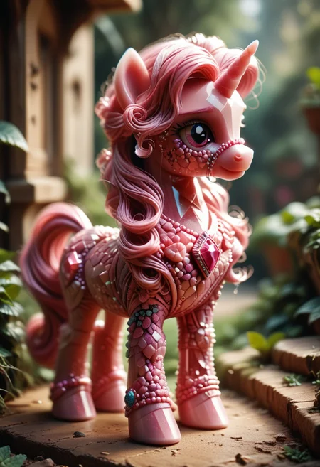 score_9, score_8_up, score_7_up, Realistic, BREAK,
World Morph (pink gem), pony unicorn