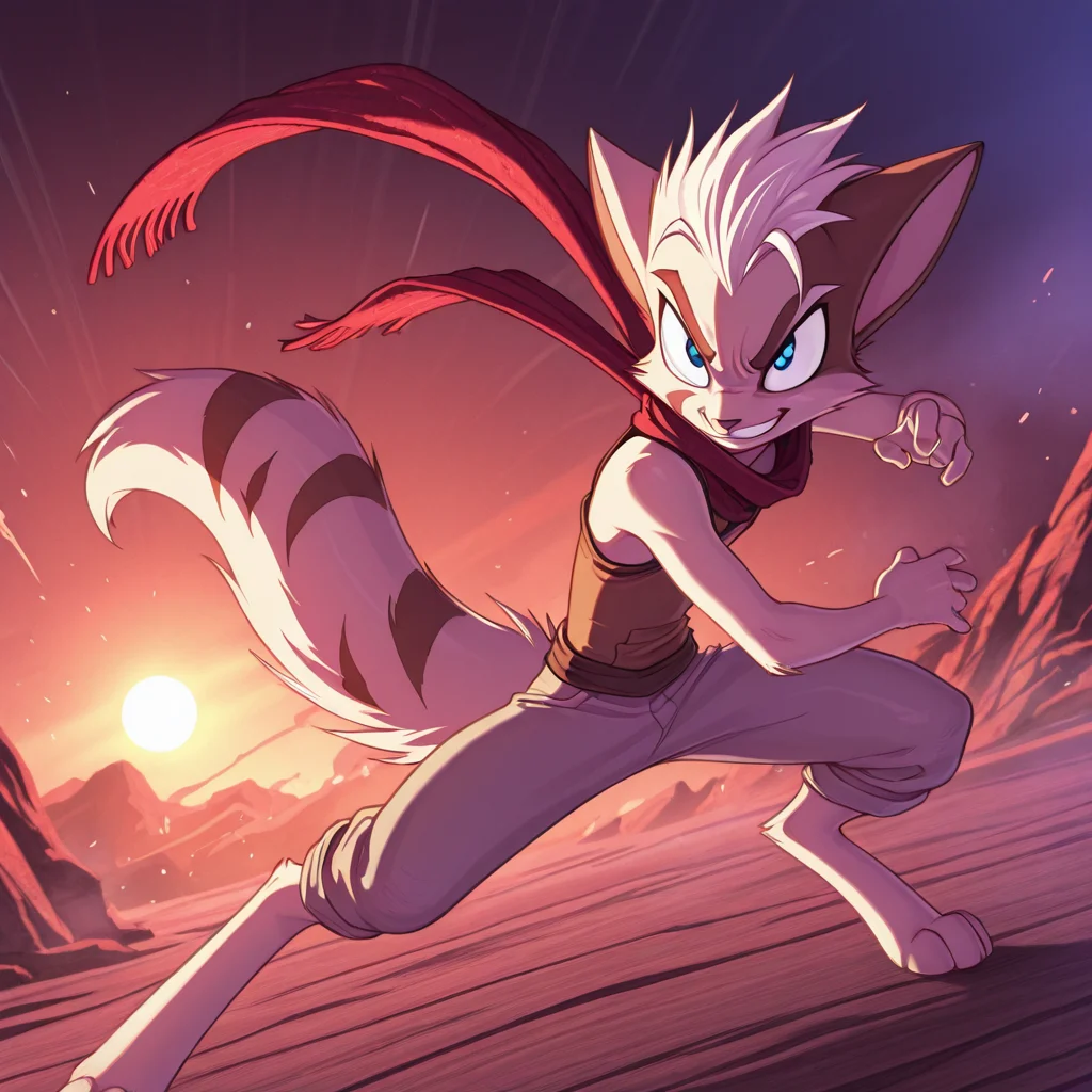 Mace, Dreamkeepers, 1boy, solo, anthropomorphic, feline-like, tan fur, spiky hair, mischievous grin, wearing scarf, action pose, fantasy setting
,<lora:Dreamkeepers_Mace_Illustrious:0.8>,
,masterpiece,best quality,amazing quality,