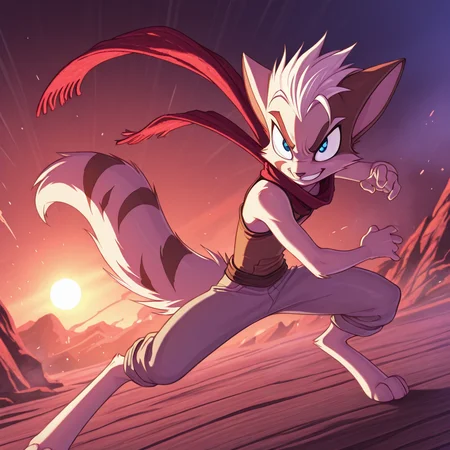 Mace, Dreamkeepers, 1boy, solo, anthropomorphic, feline-like, tan fur, spiky hair, mischievous grin, wearing scarf, action pose, fantasy setting
,<lora:Dreamkeepers_Mace_Illustrious:0.8>,
,masterpiece,best quality,amazing quality,