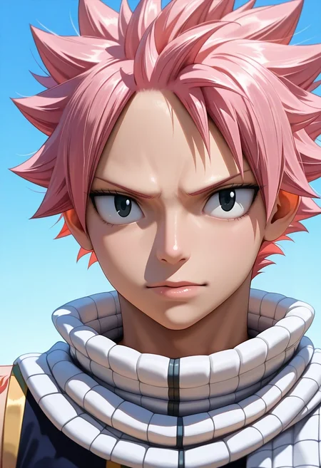 masterpiece, best quality, , (photorealistic:0.6), , 1boy, solo, male focus, <lora:natsu_dragneel_ilxl:0.92>, natsu_dragneel, pink hair, black eyes, spiked hair, , , ,