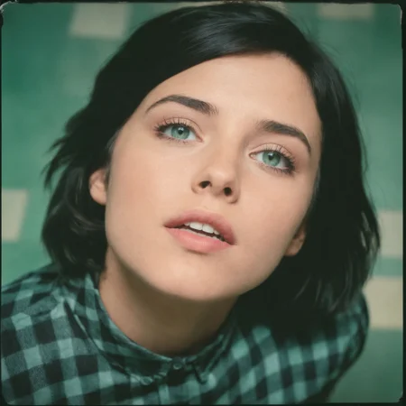 analog film photo of skin texture style
A cinematic Polaroid photography of a woman with a black shirt and a black and white checkered shirt, film still, sharp, detailed, perfect, perfection style, Kodak, film, fujifilm, technicolor, vivid color, spotlight, amateur photography style, bright light, flash photography style, white light, over exposed style, Polaroid style, 1girl, solo, blue eyes, black hair, green eyes, parted lips, lips, portrait, looking up, realistic, short hair, traditional media, science fiction, teeth, blurry
, faded film, desaturated, 35mm photo, grainy, vignette, vintage, Kodachrome, Lomography, stained, highly detailed, found footage